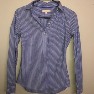 BANANA REPUBLIC blue and white striped button up